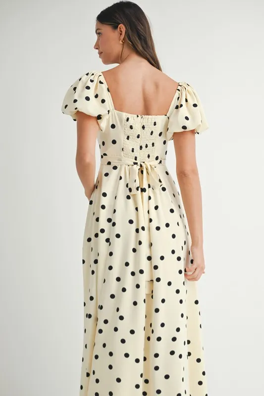 MABLE Polka Dot Puff Sleeve Midi Dress - Image 8