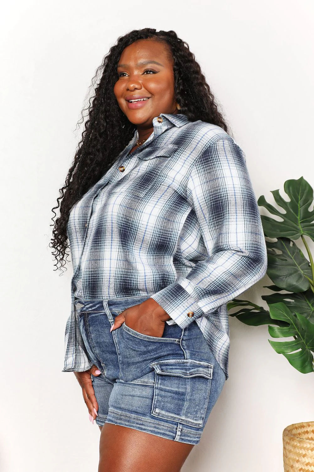 Mandy Plaid Dropped Shoulder Shirt - Image 6