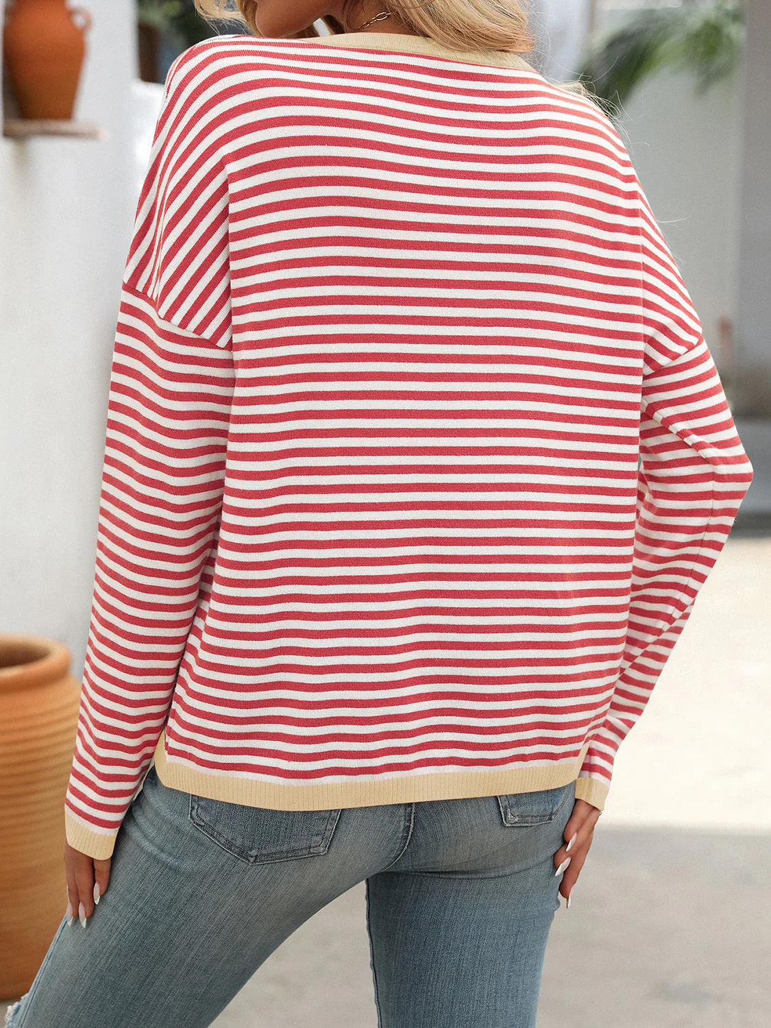 Mandy Striped Round Neck Long Sleeve Sweater - Image 19