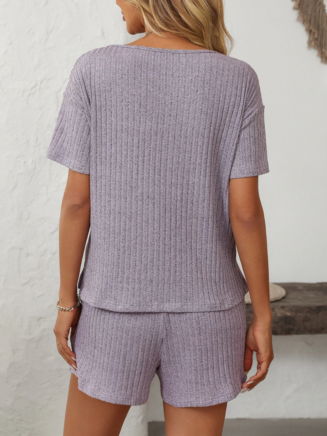 Mandy V-Neck Short Sleeve Top and Shorts Set - Image 4