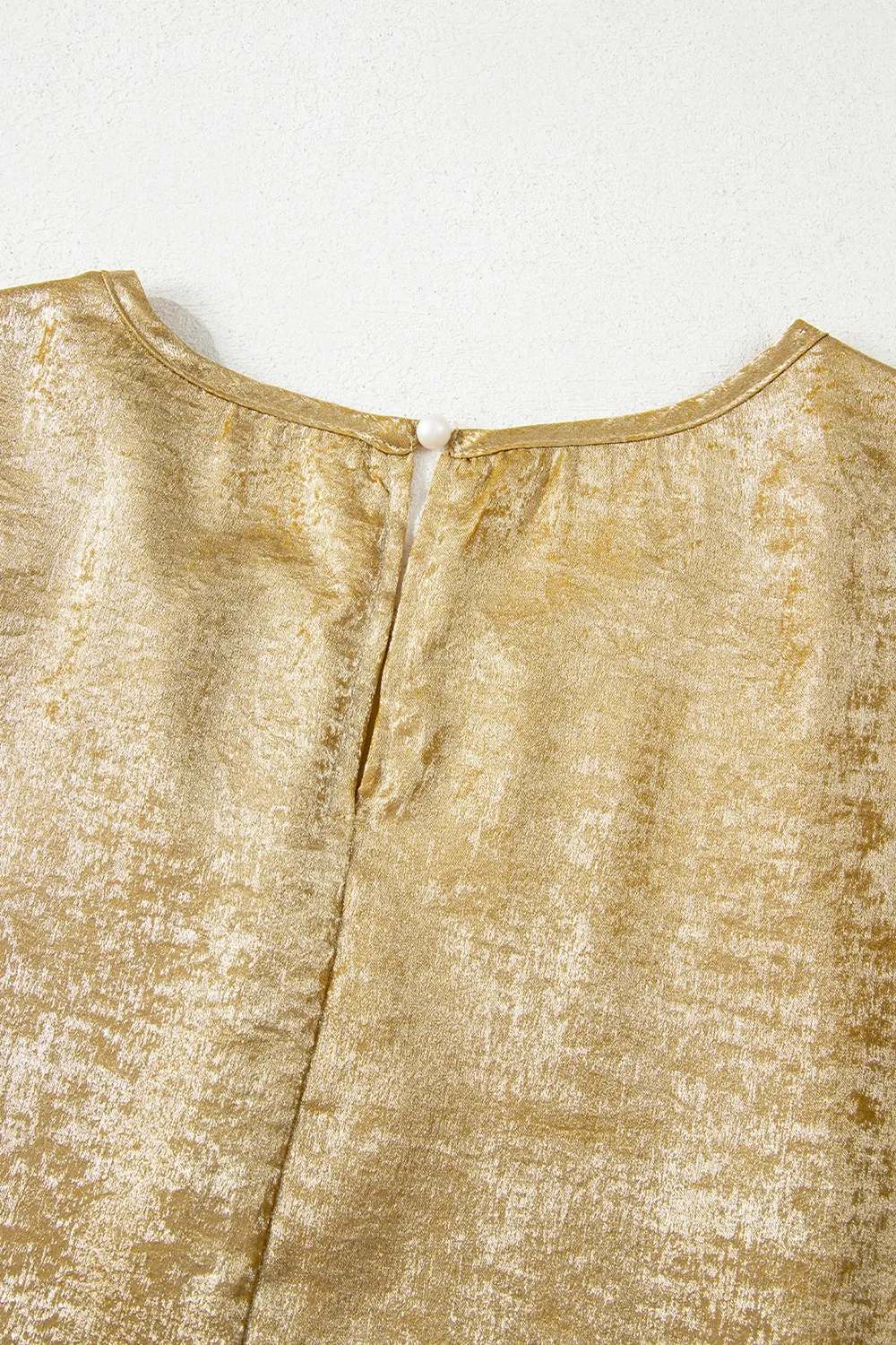 Metallic Gold Short Sleeve Casual Blouse - Image 9