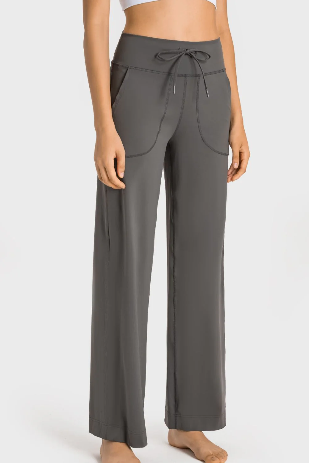 Millennia Drawstring Waist Wide Leg Sports Pants with Pockets - Image 13