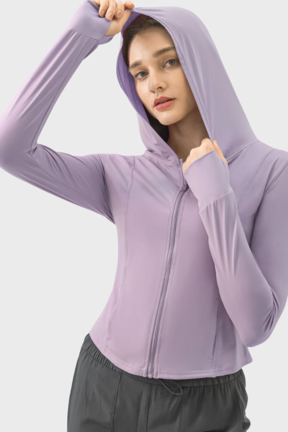 Millennia Pocketed Zip Up Hooded Long Sleeve Active Outerwear - Image 17