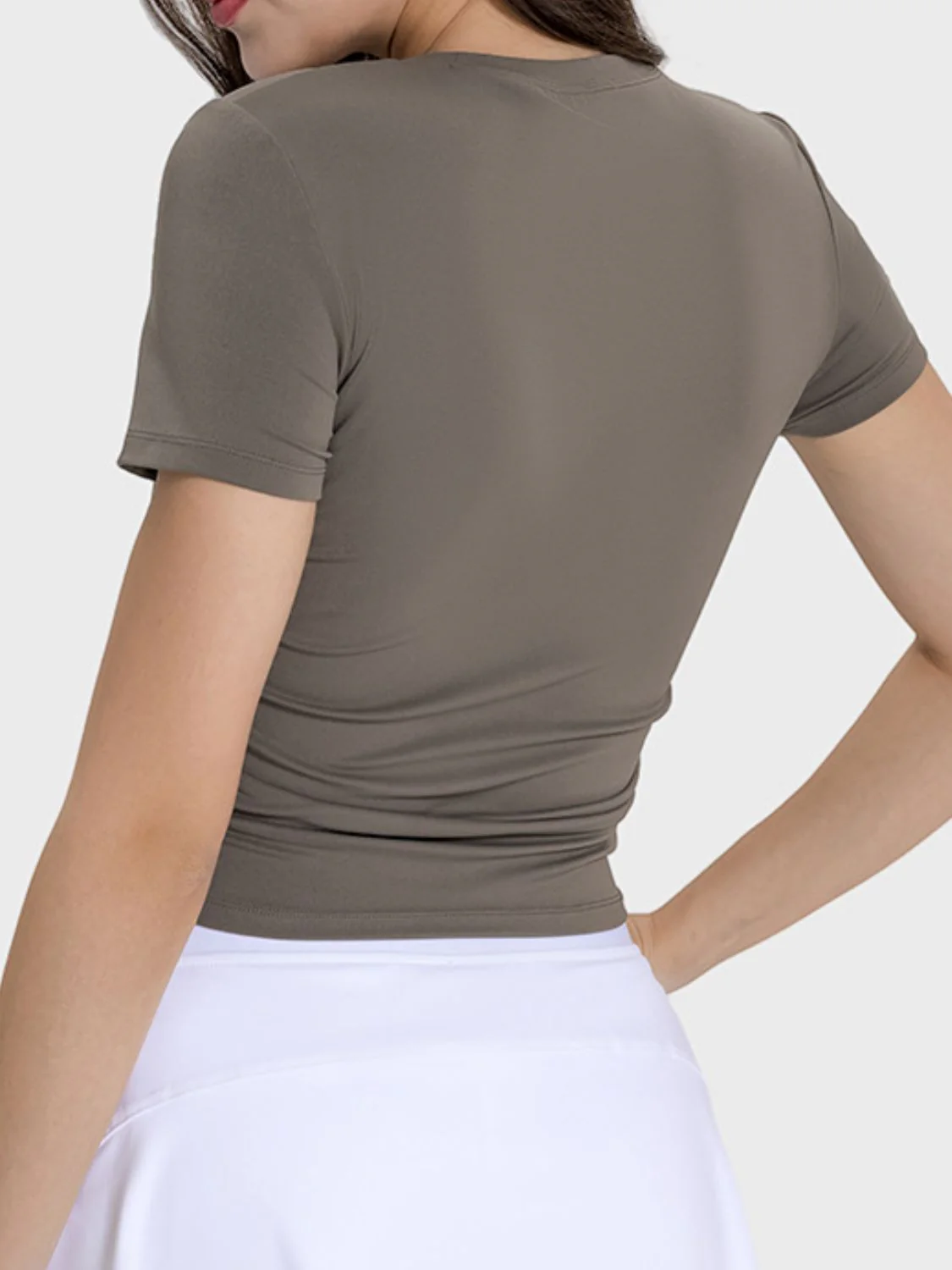 Millennia Ruched Round Neck Short Sleeve Active T-Shirt - Image 2