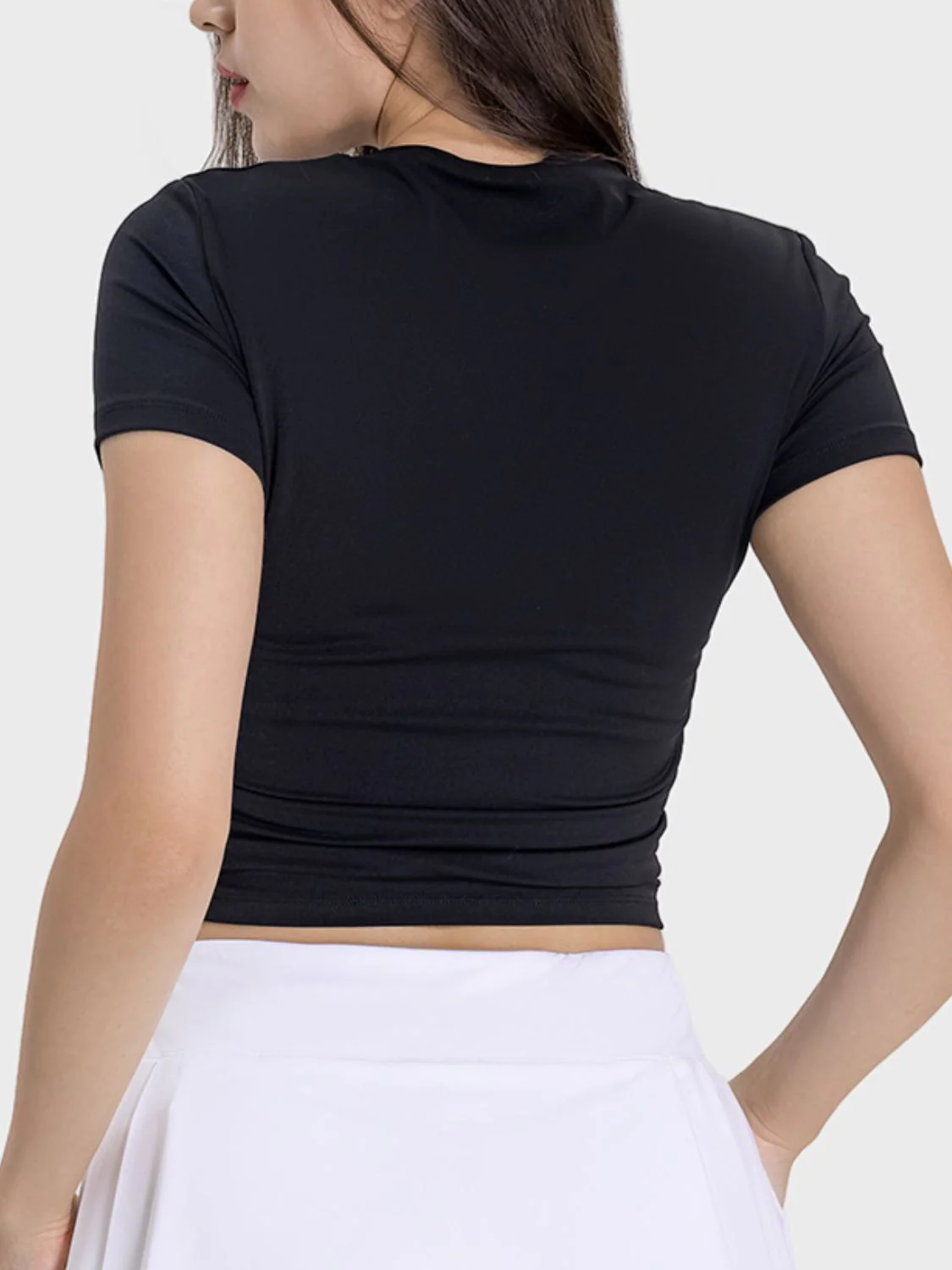 Millennia Ruched Round Neck Short Sleeve Active T-Shirt - Image 9