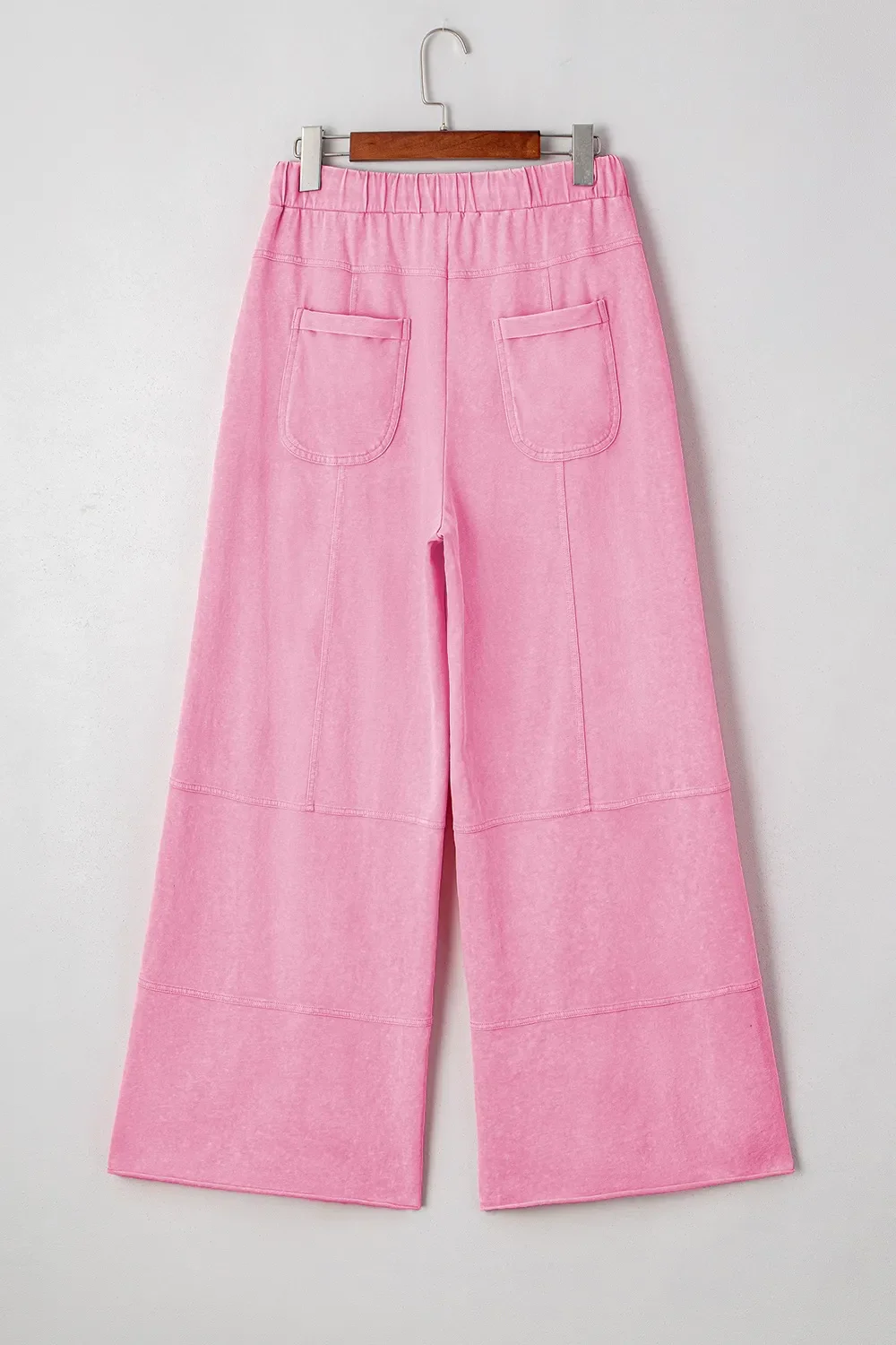 Mineral Wash Exposed Seam Drawstring High Waist Wide Leg Cargo Pants - Image 17