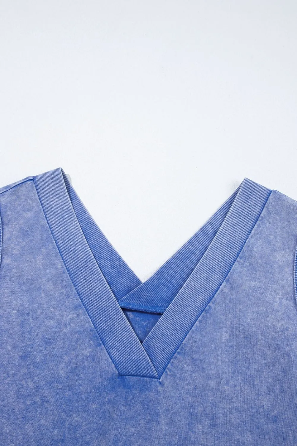 Mineral Wash Pocketed Sleeveless V Neck Loose Romper - Image 4