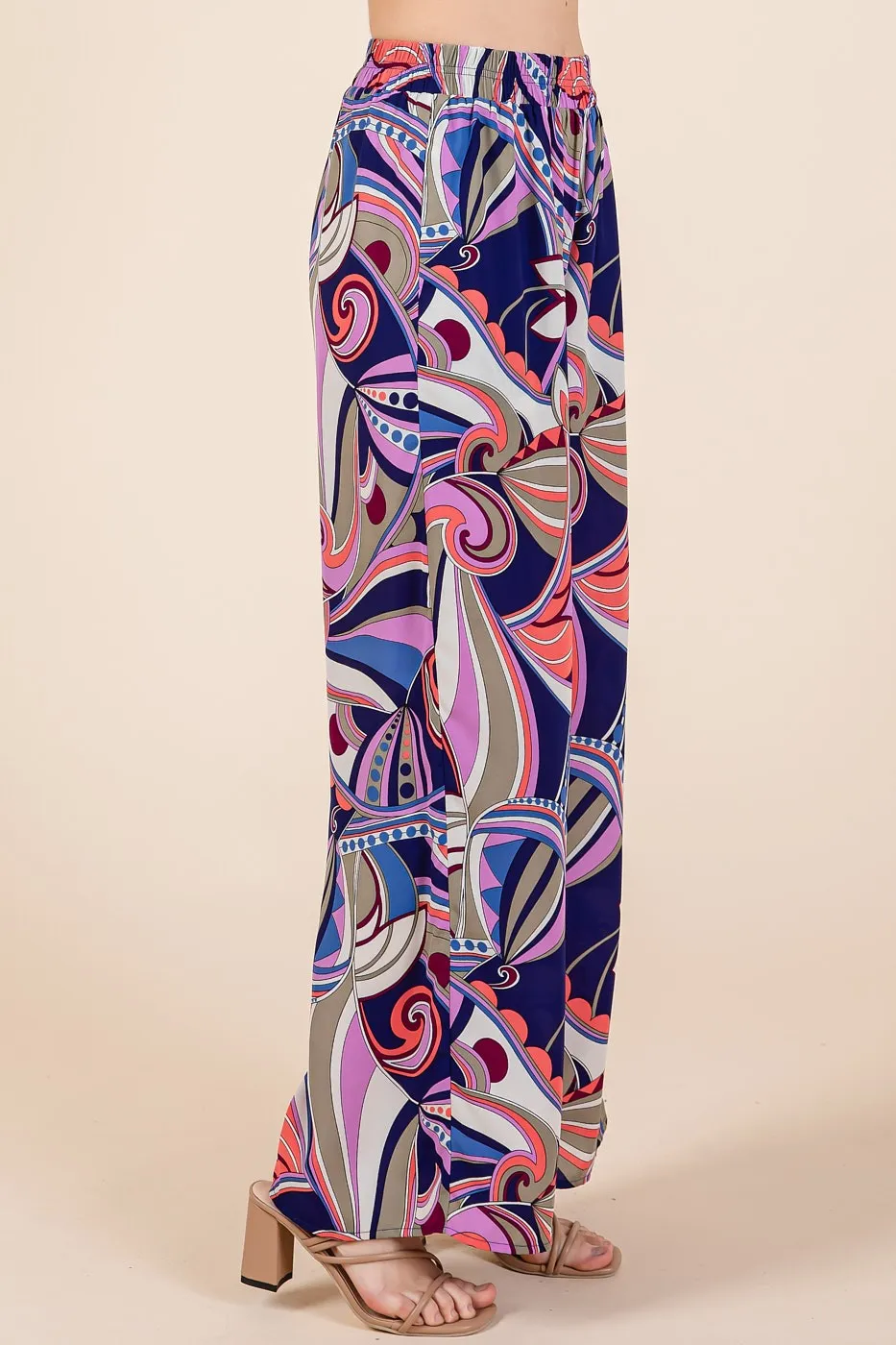 Mittoshop Abstract Print Elastic Waist Wide Leg Pants - Image 2