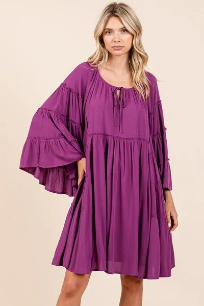 Mittoshop Frill Tie Neck Bell Sleeve Dress - Image 2
