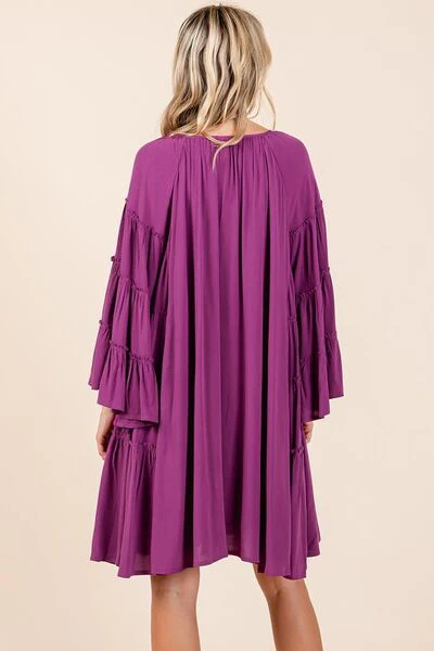 Mittoshop Frill Tie Neck Bell Sleeve Dress - Image 5
