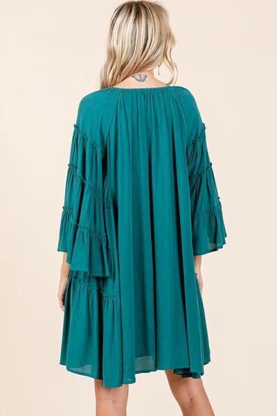 Mittoshop Frill Tie Neck Bell Sleeve Dress - Image 2