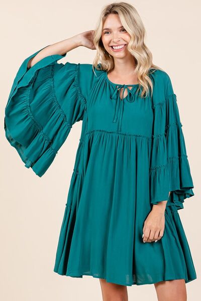 Mittoshop Frill Tie Neck Bell Sleeve Dress - Image 3