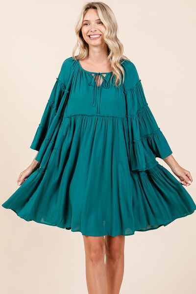 Mittoshop Frill Tie Neck Bell Sleeve Dress - Image 4