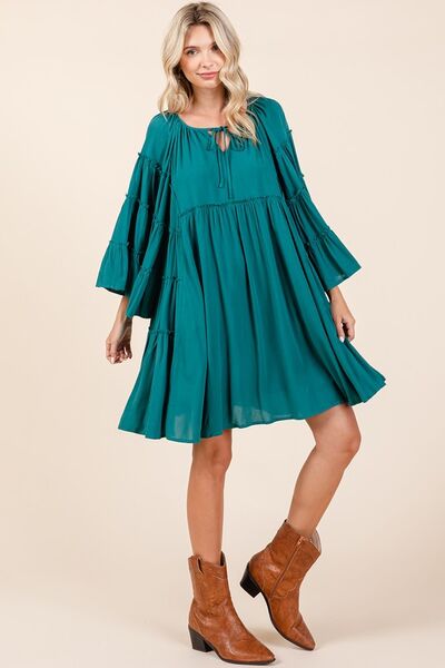 Mittoshop Frill Tie Neck Bell Sleeve Dress - Image 5