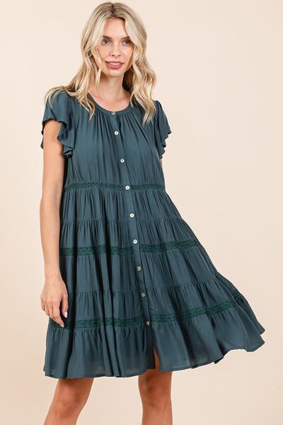 Mittoshop Lace Detail Ruffled Button Down Tiered Dress - Image 2