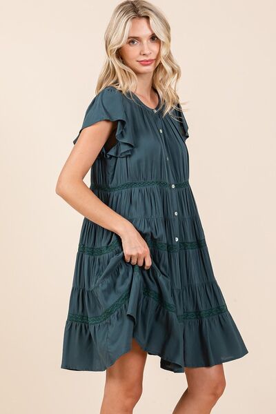 Mittoshop Lace Detail Ruffled Button Down Tiered Dress - Image 3