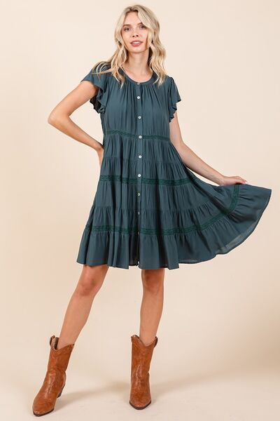 Mittoshop Lace Detail Ruffled Button Down Tiered Dress - Image 5