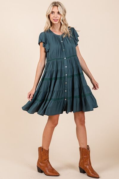Mittoshop Lace Detail Ruffled Button Down Tiered Dress - Image 6