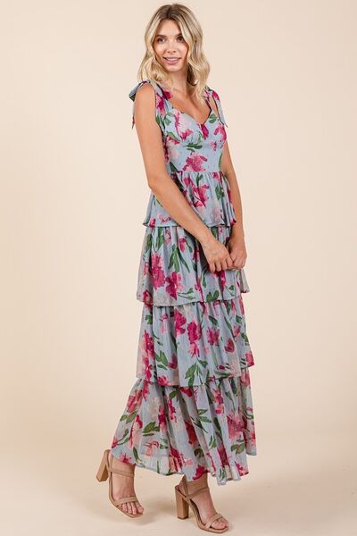 Mittoshop Layered Floral Sweetheart Neck Maxi Dress - Image 4