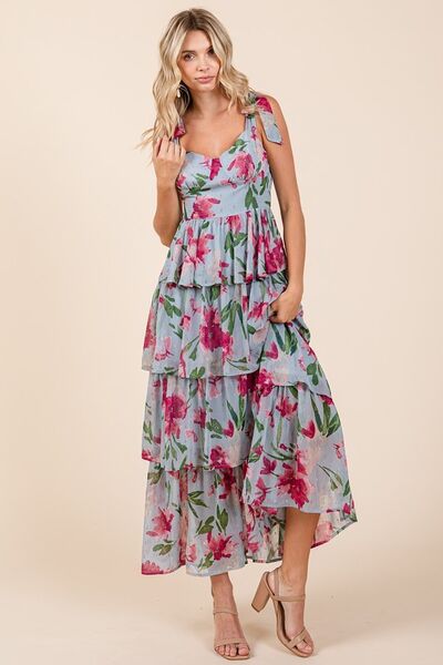 Mittoshop Layered Floral Sweetheart Neck Maxi Dress - Image 5