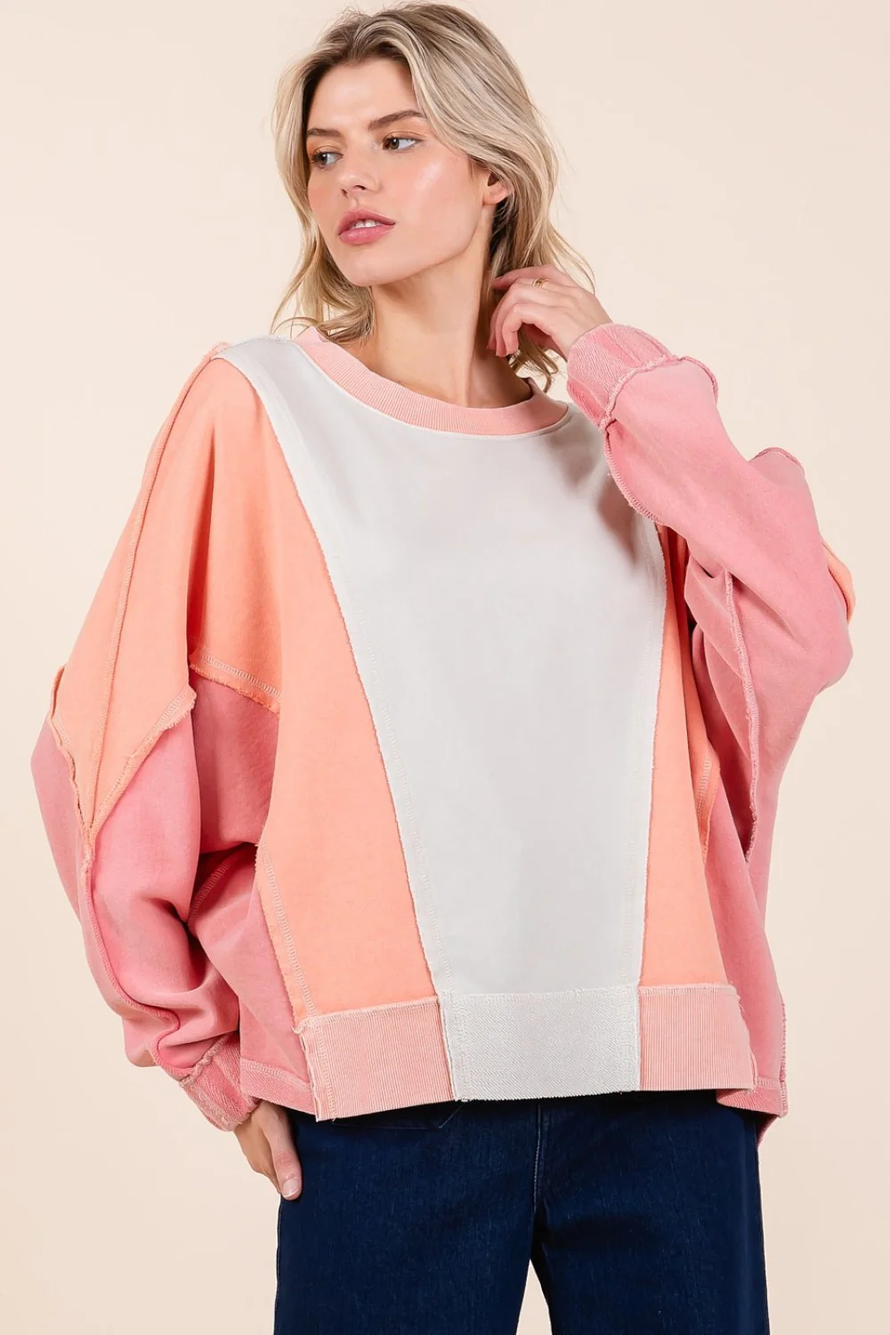 Mittoshop Mineral Wash Color Block Sweatshirt - Image 3