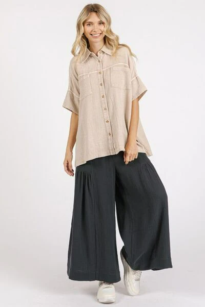 Mittoshop Mineral Wash Gauze Oversized Short Sleeve Shirt - Image 5