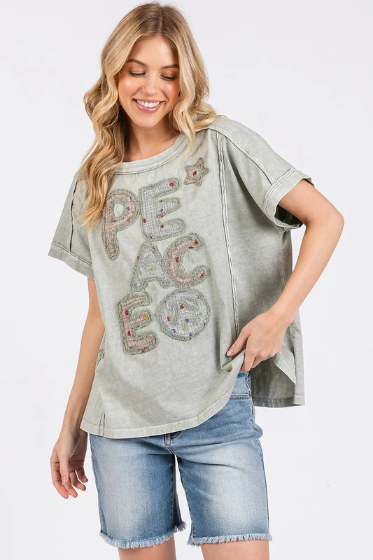 Mittoshop PEACE Round Neck Short Sleeve T-Shirt - Image 3