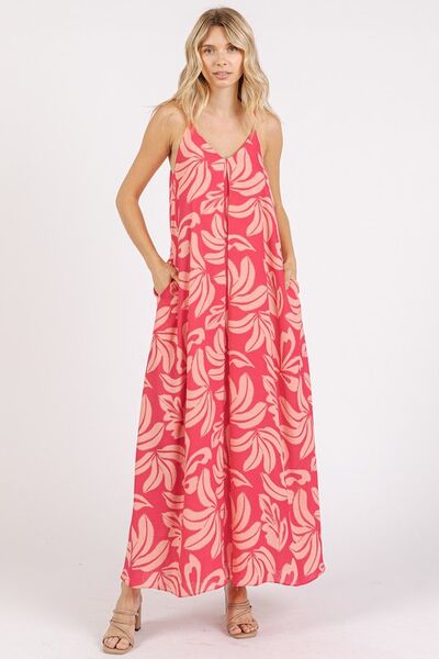 Mittoshop Printed V-Neck Maxi Cami Dress with Pockets - Image 2