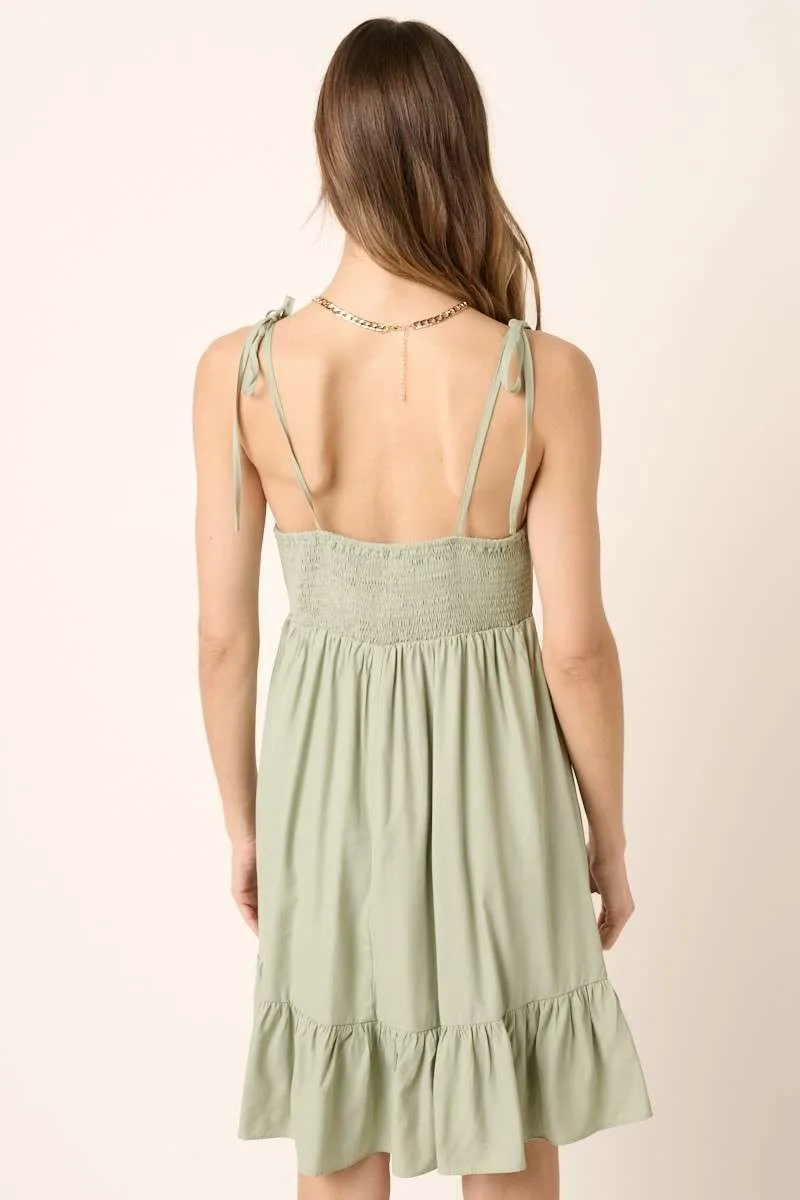 Mittoshop Ruched Detail Spaghetti Tie Mini Dress - Image 4