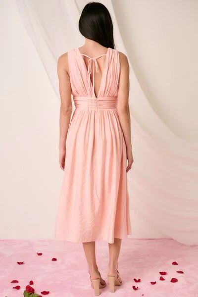 Mittoshop Ruched V-Neck Sleeveless Midi Dress - Image 2
