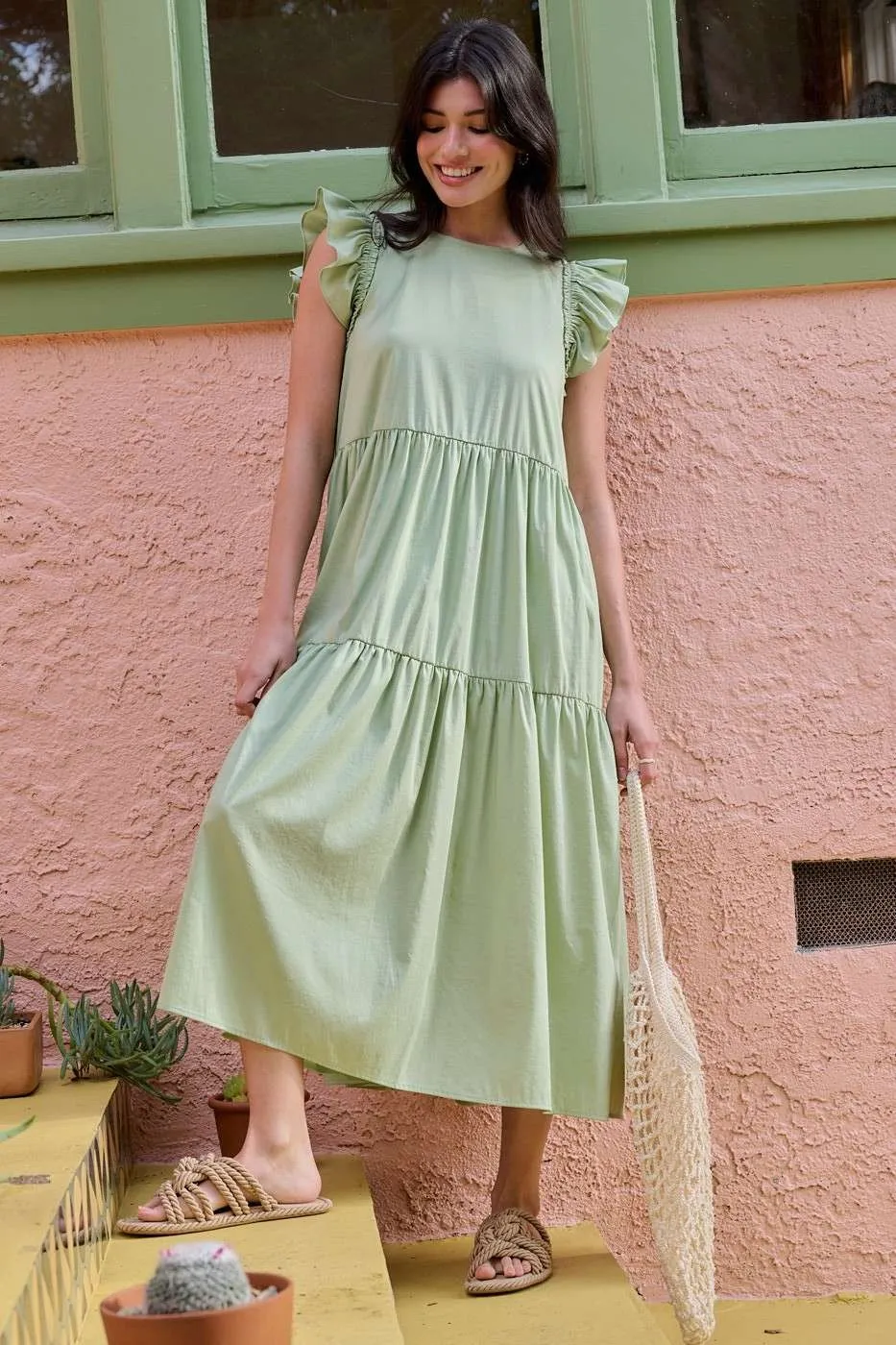 Mittoshop Ruffle Short Sleeve Tiered Maxi Dress - Image 5