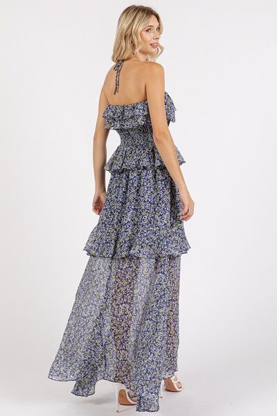 Mittoshop Ruffled Smocked Floral Halter Neck Maxi Dress - Image 5