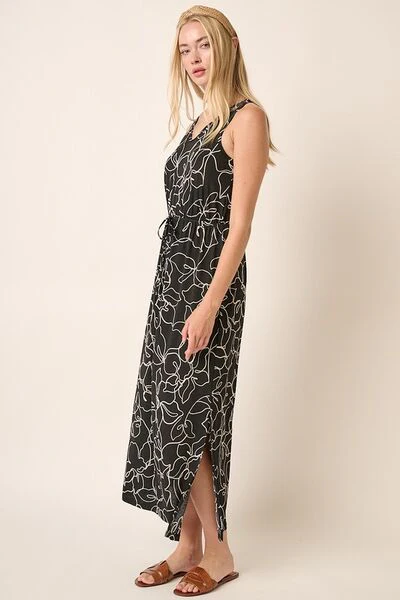 Mittoshop Side Slit Flower Print V-Neck Sleeveless Dress - Image 4