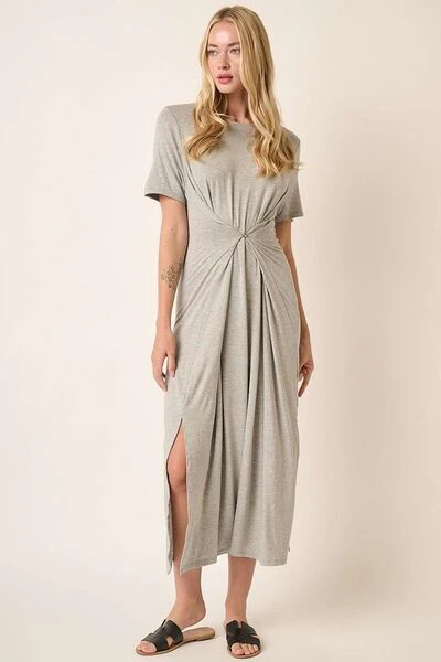 Mittoshop Side Slit Round Neck Short Sleeve Dress - Image 3