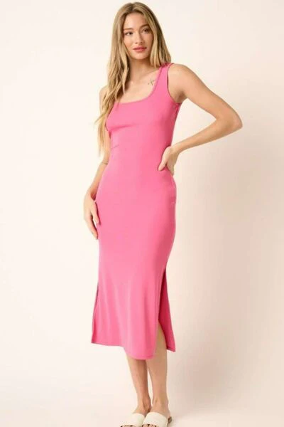 Mittoshop Side Slit Wide Strap Midi Tank Dress - Image 3
