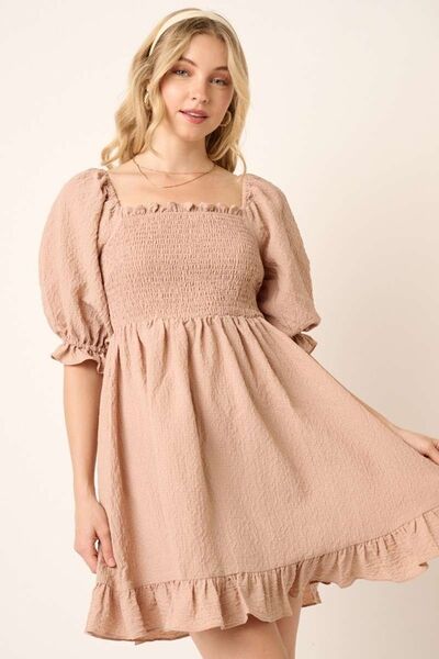 Mittoshop Smocked Ruffled Hem Half Sleeve Mini Dress - Image 4
