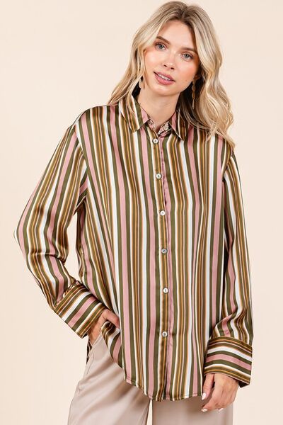 Mittoshop Striped Button Down Satin Shirt - Image 3