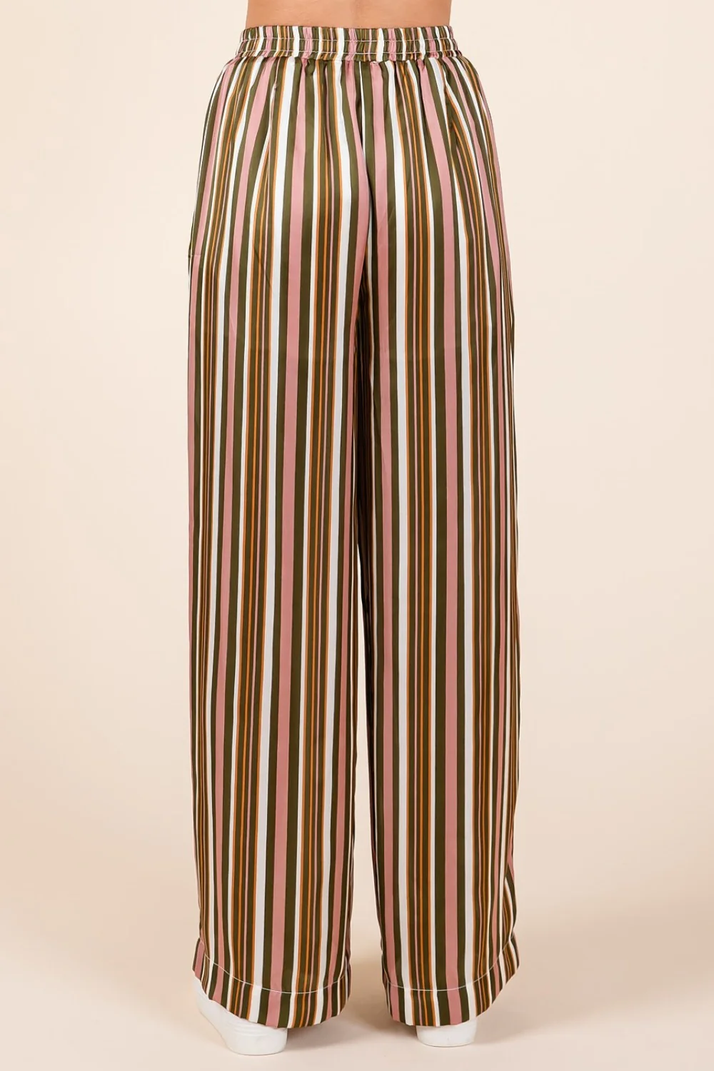 Mittoshop Striped Satin Elastic Waist Wide Leg Pants - Image 3