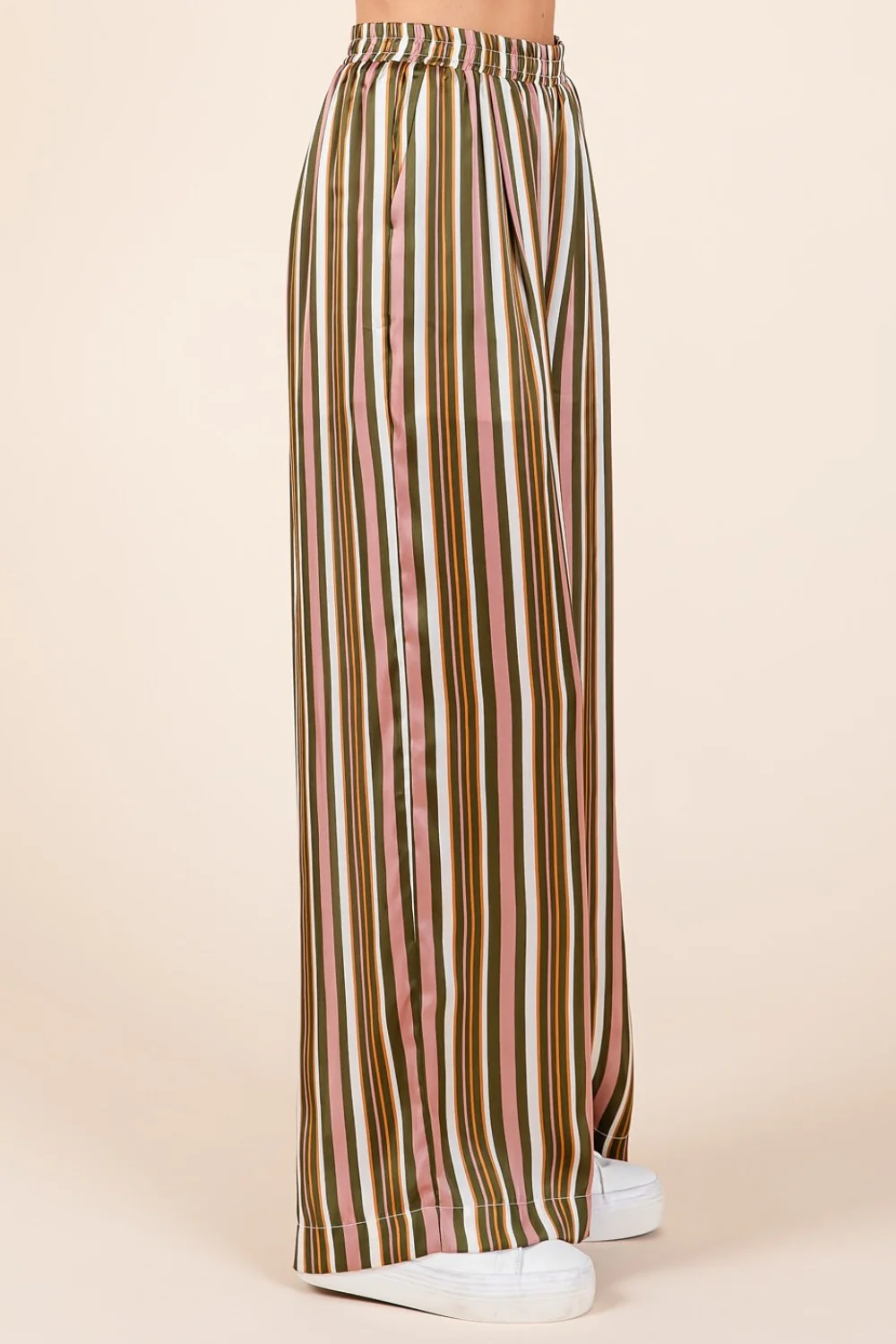 Mittoshop Striped Satin Elastic Waist Wide Leg Pants - Image 5