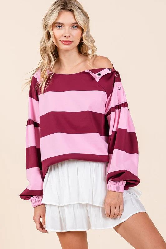 Mittoshop Striped Snap Shoulder Long Sleeve T-Shirt - Image 6