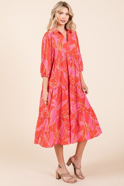 Mittoshop Tiered Printed Collared Neck Midi Dress - Image 4