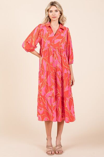 Mittoshop Tiered Printed Collared Neck Midi Dress - Image 5