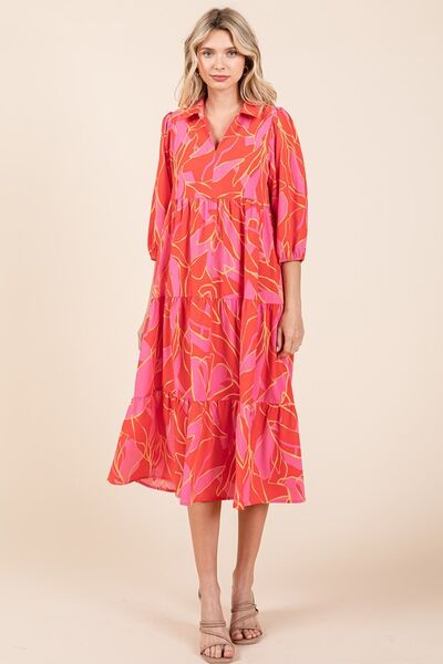 Mittoshop Tiered Printed Collared Neck Midi Dress - Image 6