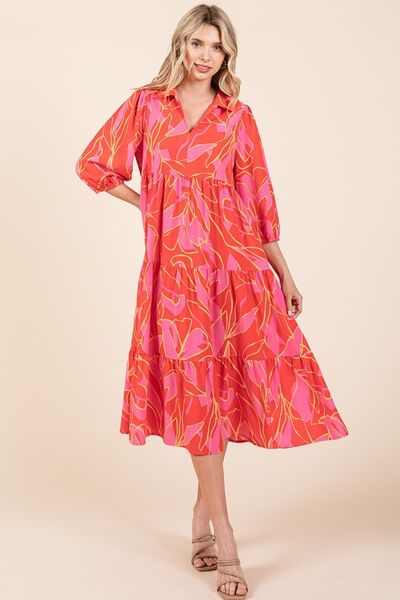 Mittoshop Tiered Printed Collared Neck Midi Dress - Image 7