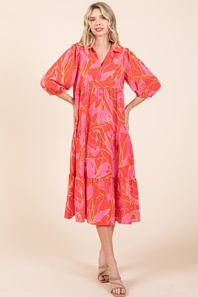 Mittoshop Tiered Printed Collared Neck Midi Dress - Image 8