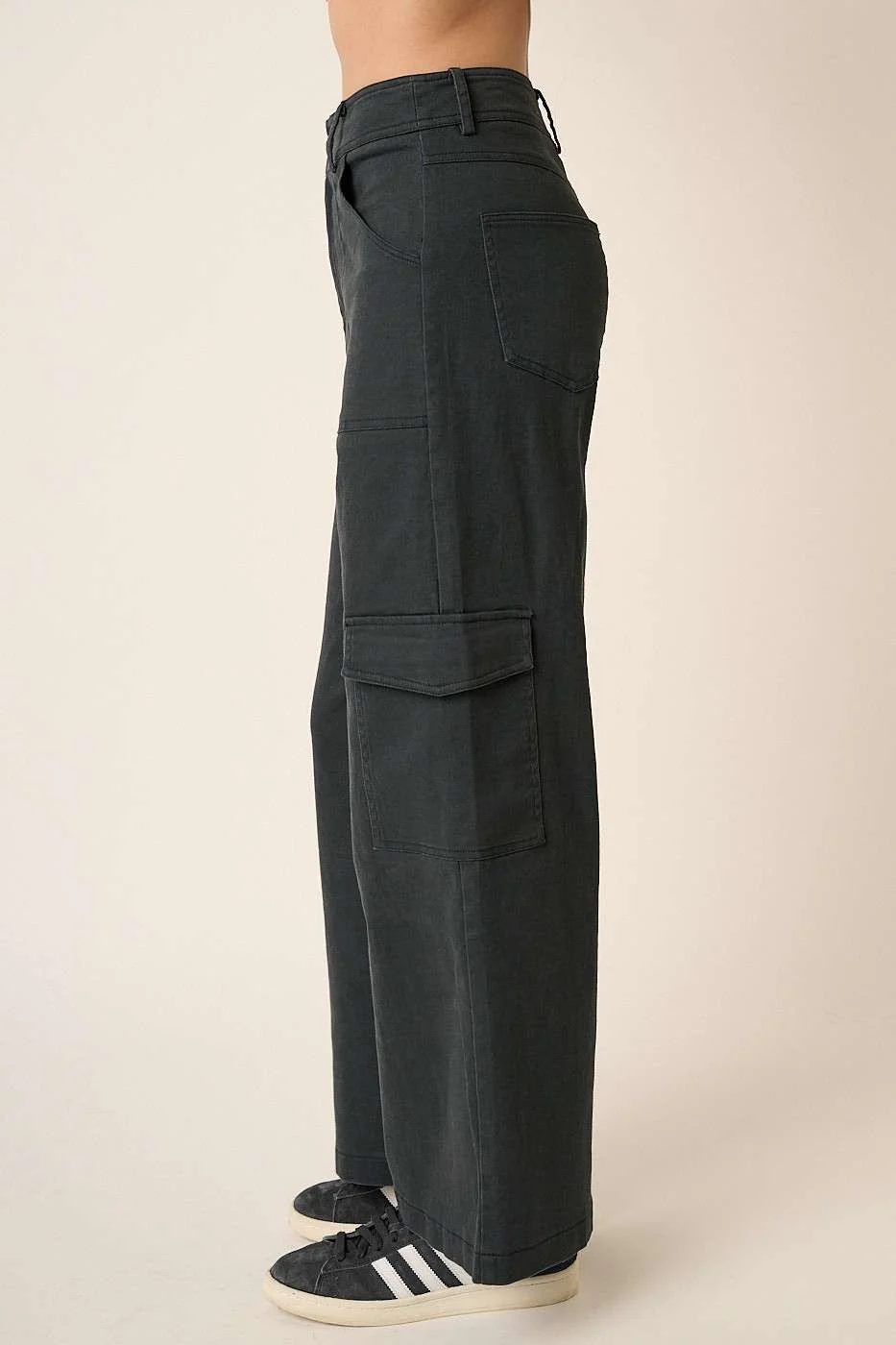 Mittoshop Wide Leg High Waist Pants with Cargo Pockets - Image 3