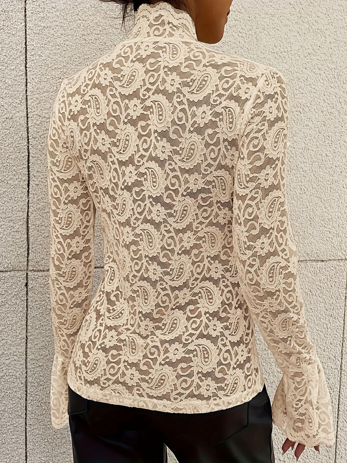 Mock Neck Long Sleeve Lace Top - Image 14