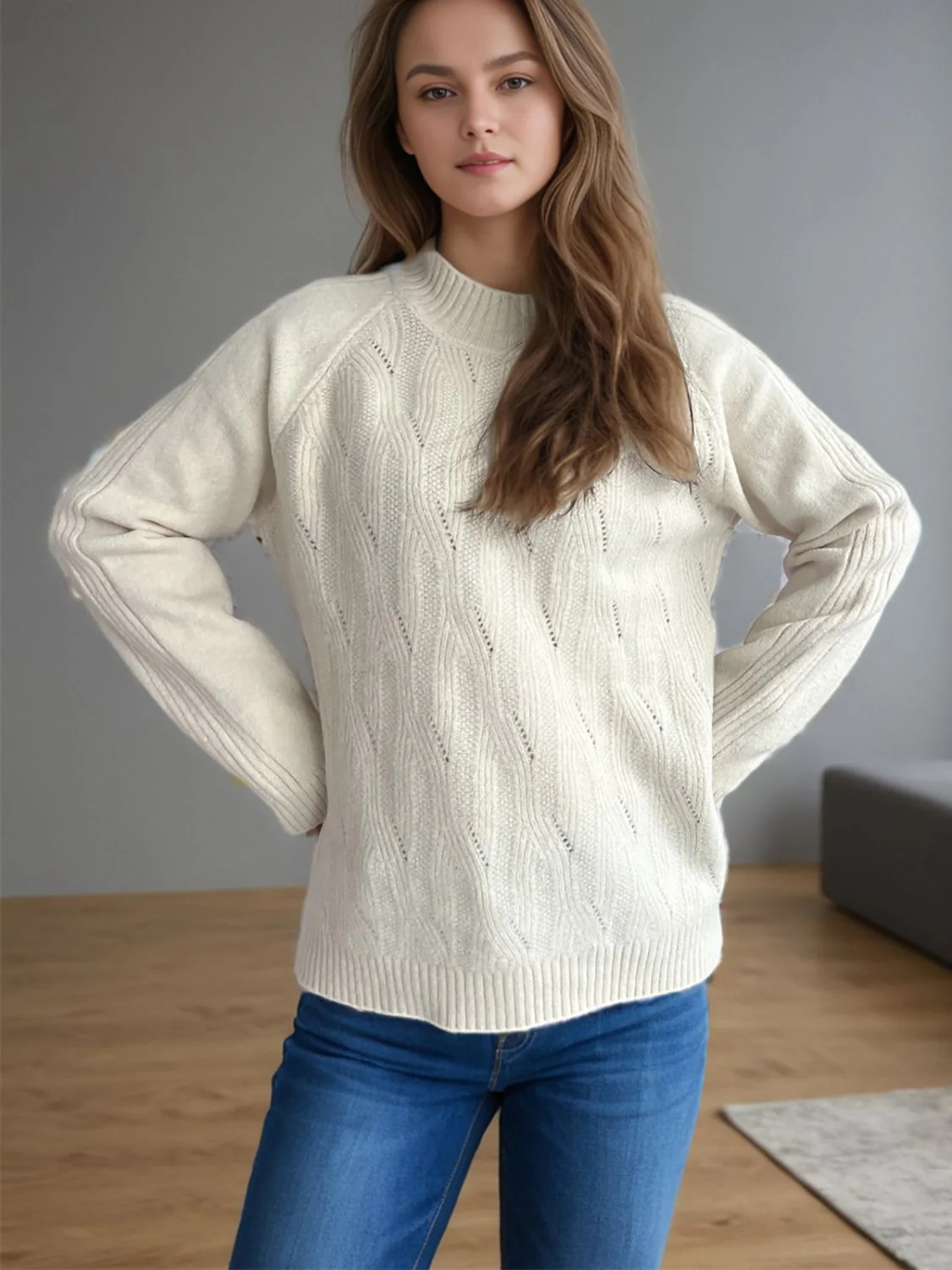Mock Neck Long Sleeve Sweater - Image 7