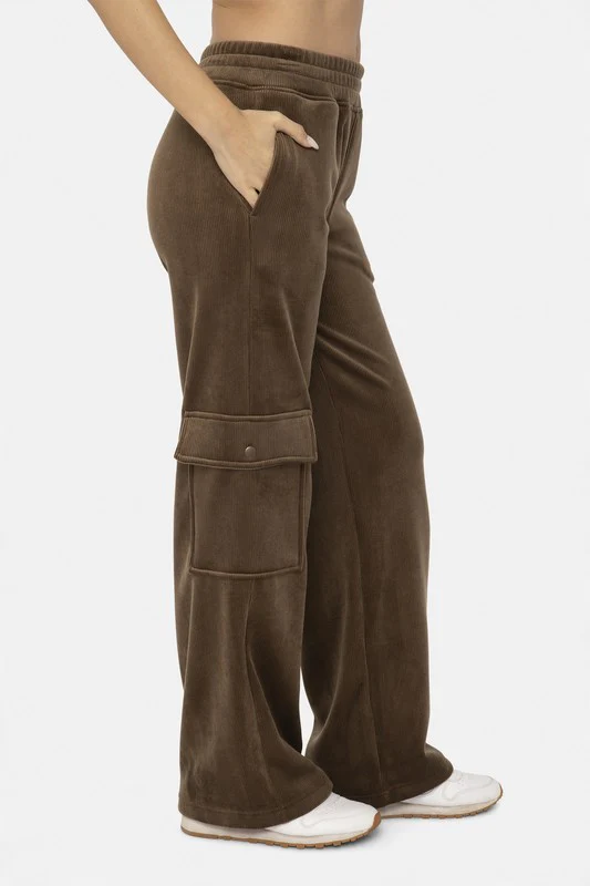Mono B Elastic Waist Corduroy Cargo Pants - Image 3