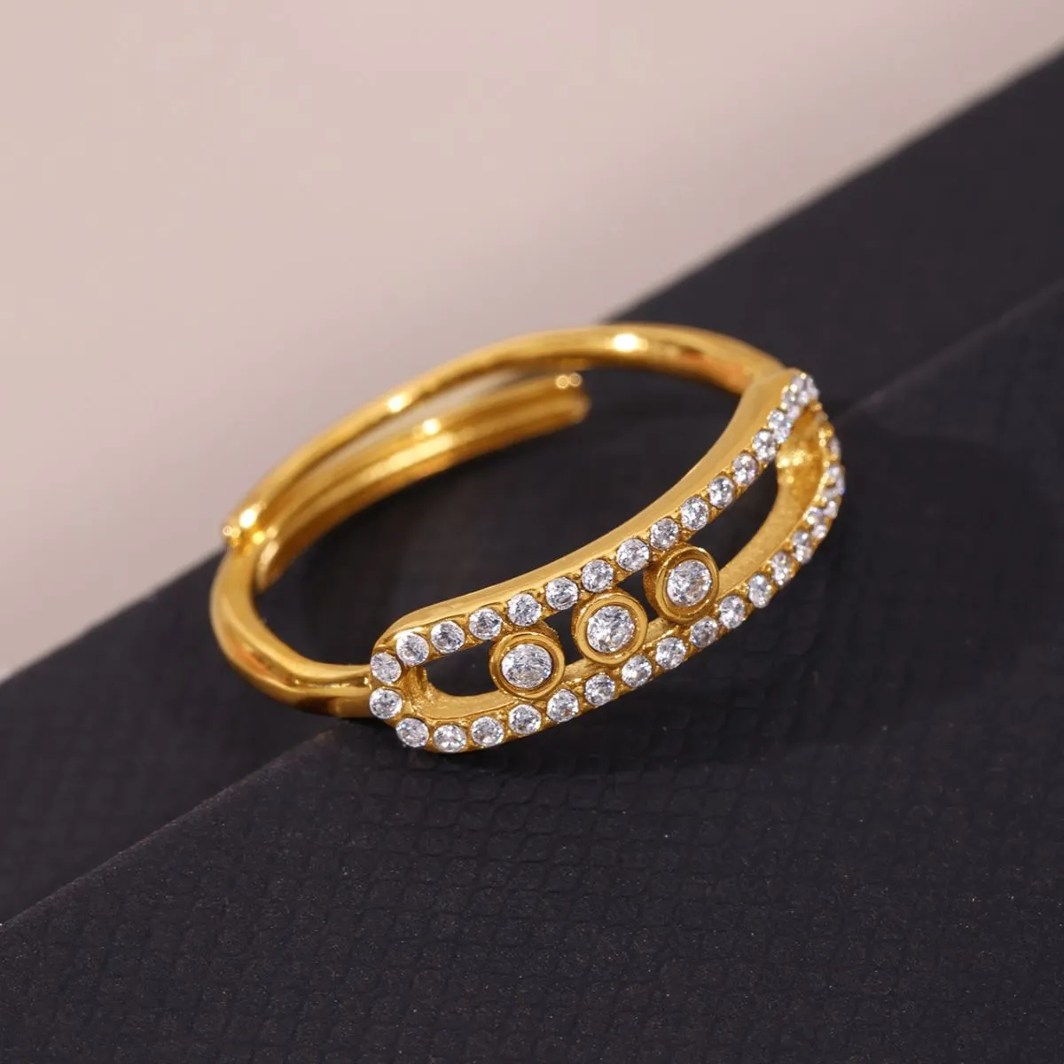 Moving Crystal Bar Necklace and Ring Jewelry Set - Image 8